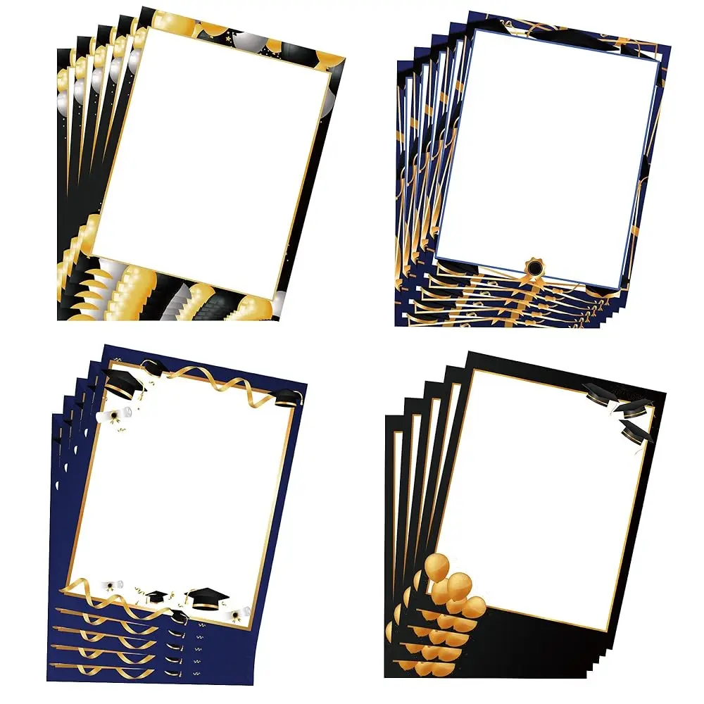 

8.5 x 11 Inch Graduation Letterhead Graduation Cap Stationary Letter Paper - Graduation Ceremony Stationery for Letter Office