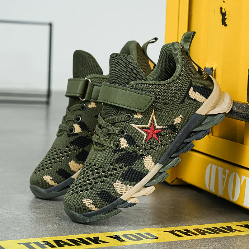 

Training Shoes Boys Summer Camouflage Military Kids Mesh Breathable Sneakers Girls Summer Camp Antiskid Soft-soled Running Shoes
