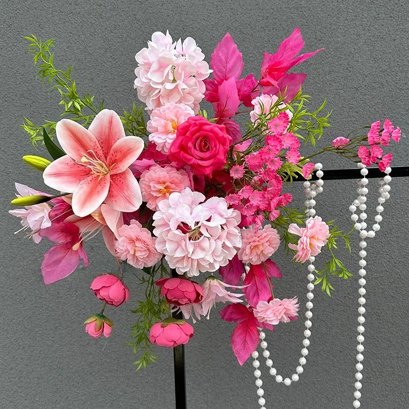 

Wedding celebration decoration arrangement engagement banquet flower row welcome area simulation art arch beautiful Chen window