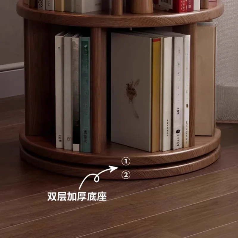 Rotating bookshelf bay window rack living room shelf small apartment multi-functional storage cabinet bedroom