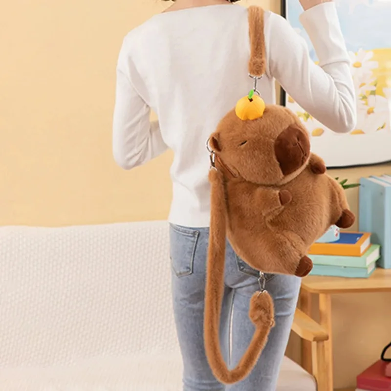 Kawaii Capybara Plush Backpack Fashion Capybara Crossbody Bag Handbag Soft Warm School Bag for Girls Birthday Christmas Gifts