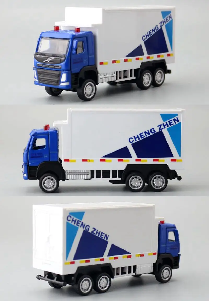 Diecast Metal Toy Car Model 1:72 Scale Container Transport Truck Engineering Pull Back Educational Collection Gift Kid Match Box