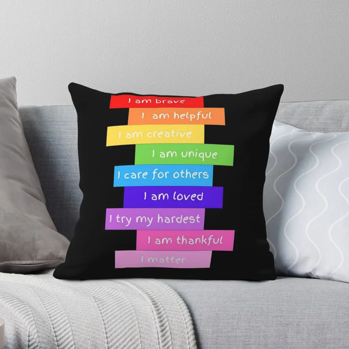 Positive Affirmations For Kids Square Pillowcase Polyester Linen Velvet Pattern Throw Pillow Case Car Cushion Cover Wholesale