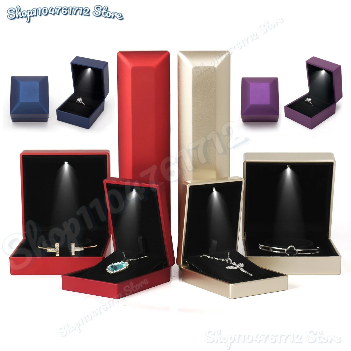 

2025 Ring Box With LED Light Jewelry Diamond Ring Box Storage Wedding Ring Jewelry Organizer Storage Gift Box