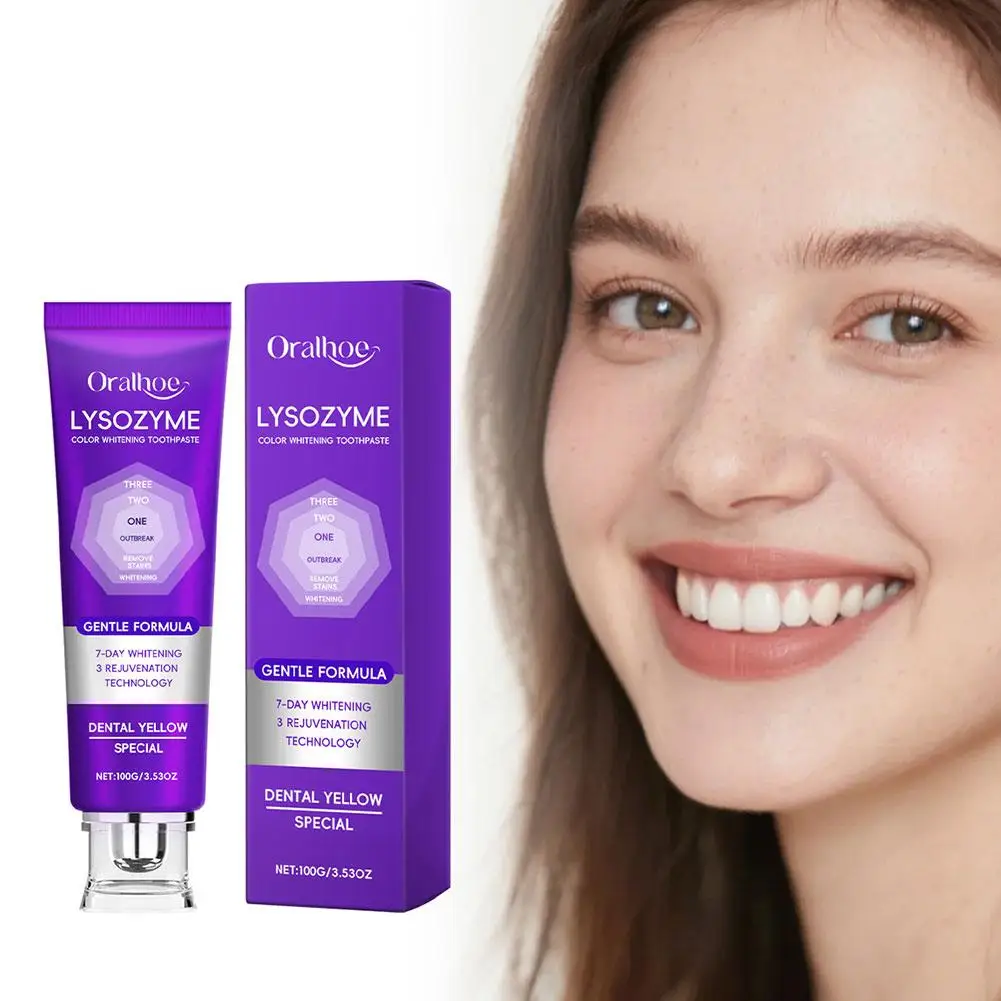 

100g Purple Whitening Toothpaste Clean Teeth Hygiene Gentle Formula 7-Day Whitening Rejuvenation Daily Oral Cleaning Toothpaste