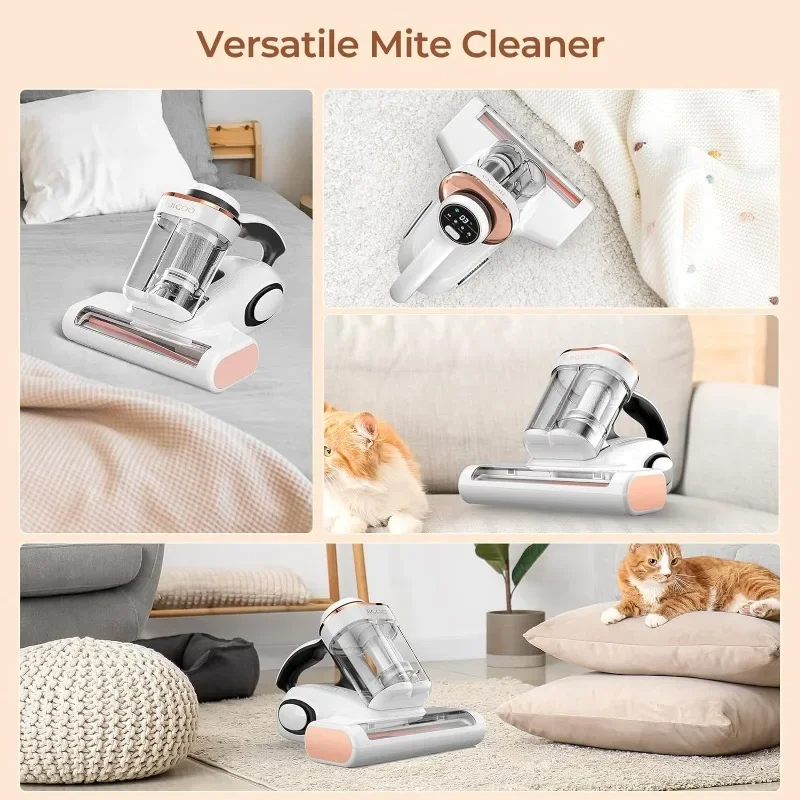 Mattress Vacuum Cleaner with Dust Sensor, Anti-allergen Bed Vacuum Cleaner with UV and Ultrasonic and High Heating