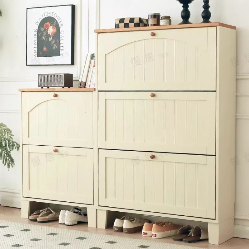 

Cream Wooden Shoe Cabinet Modern Italian Style Display Organizer Shoe Rack Space Saving Luxury Szafka Na Buty Furniture Home