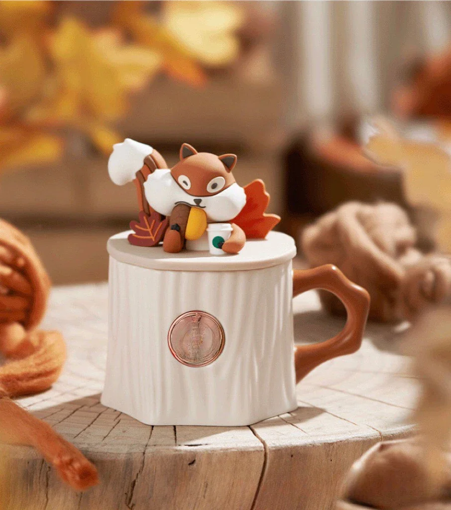 Hot Sale Cartoon Squirrel Stump Cup Lid Ceramic Coffee Cups Mug Mugs Drinking Juice Milk Home Office Gift for Girls