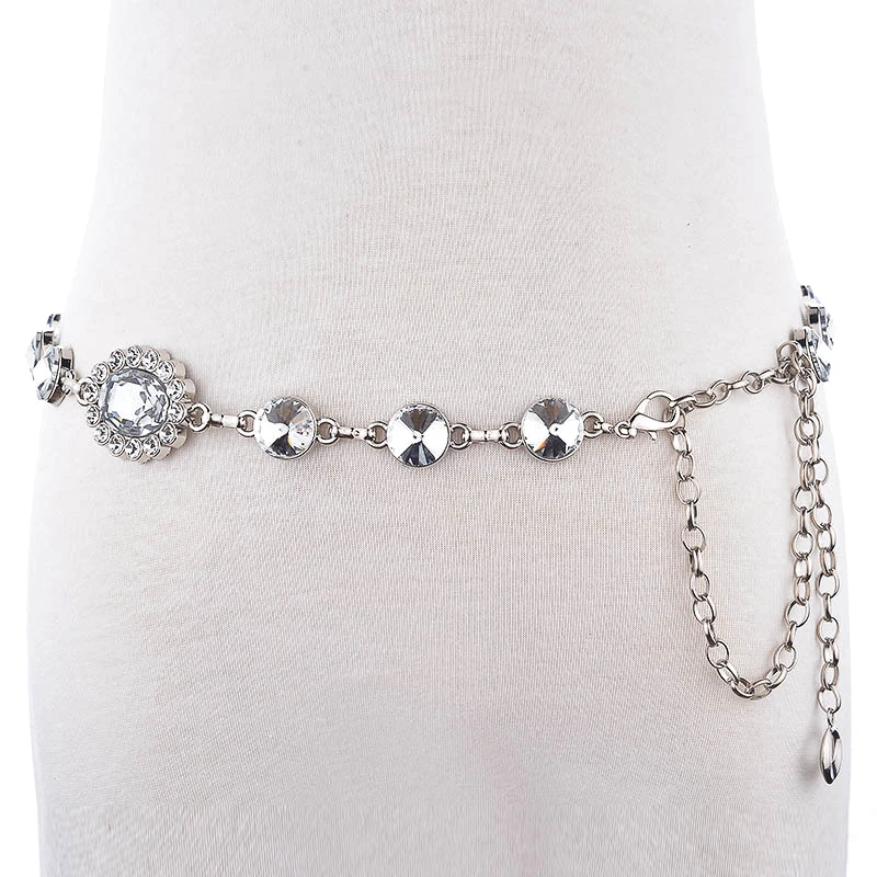 Rantai Pinggang Berlian Imitasi Rumbai Modis untuk Wanita Anak Perempuan Hadiah Aksesori Pakaian Perhiasan Rantai Tubuh Panjang Gaya Minimalis