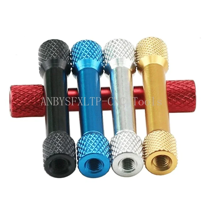 10pcs/lot M3 3mm Aluminum Double Round Knurled Colourful Spacer Standoff Long Nut D6 Standoffs Studs Column L=15/18/20~37mm