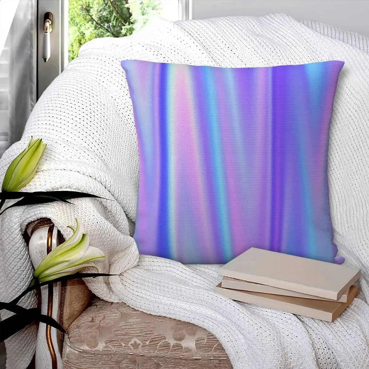 Holographic Pastel Square Pillowcase Pillow Cover Polyester Cushion Decor Comfort Throw Pillow for Home Living Room