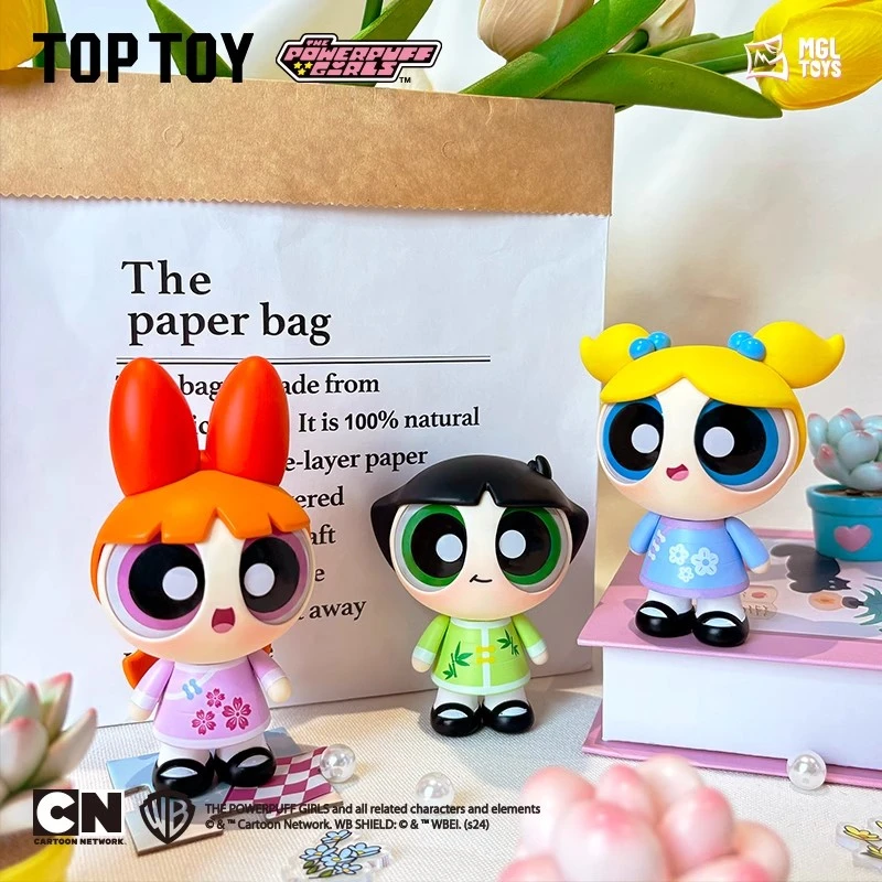 MINISO The Powerpuff Girls Season Spring Overture Series Elevator Card TOP TOY Desktop Ornaments Children's Toys Birthday Gifts