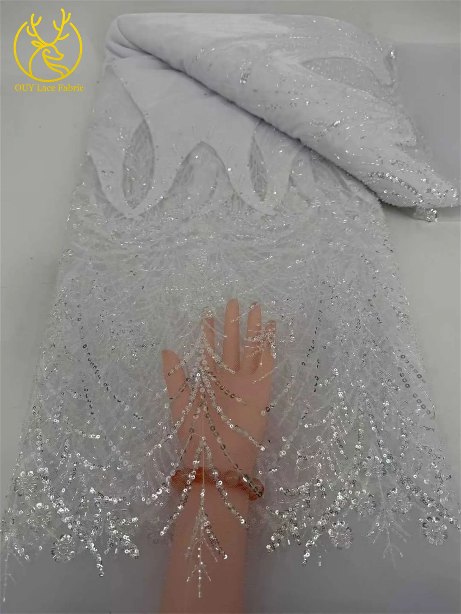 Luxuriöser afrikanischer Samt mit Perlen und Pailletten, Spitzenstoff, 2026, grüner Bräutigam-Stickstoff, französisches Damen-Party-Abendkleid – Detail 15