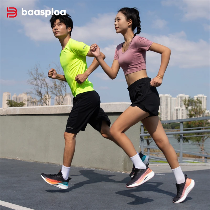 Baasploa Running Shoes Men Carbon Plate Professional Cushioning Anti-slip Sneaker Female Casual Breathable Jogging Sports Shoes image 2