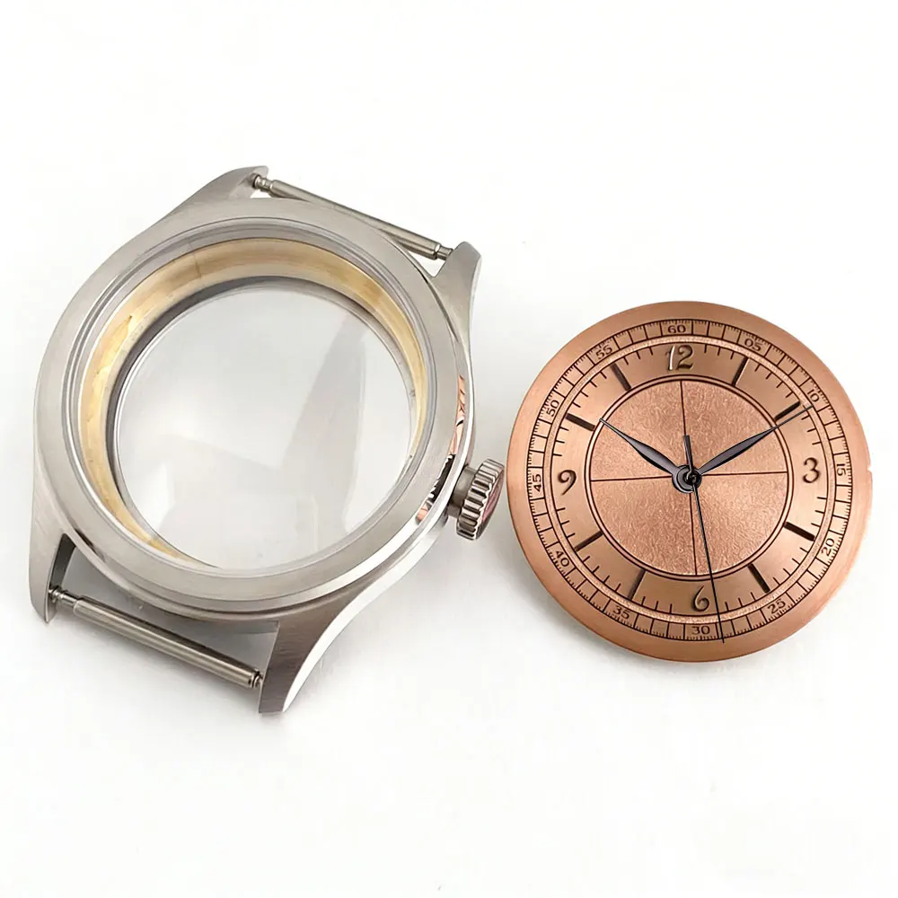 Retro Watch Case 38mm Dial Set Sapphire Crystal Fit NH35 NH36 NH38 ETA2824 PT5000 ST2130 Men's Wristwatch Parts Glass Back