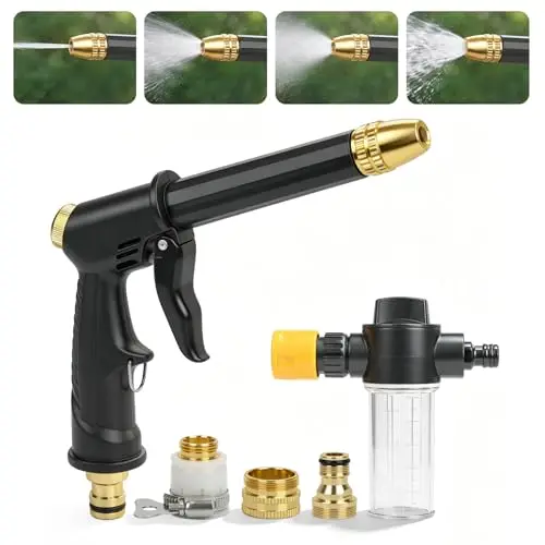 High Pressure Water Gun Household Car Wash Water Black Car Wash Adjustable Nozzle Water Watering Pipe Car Wash Gun for Plant
