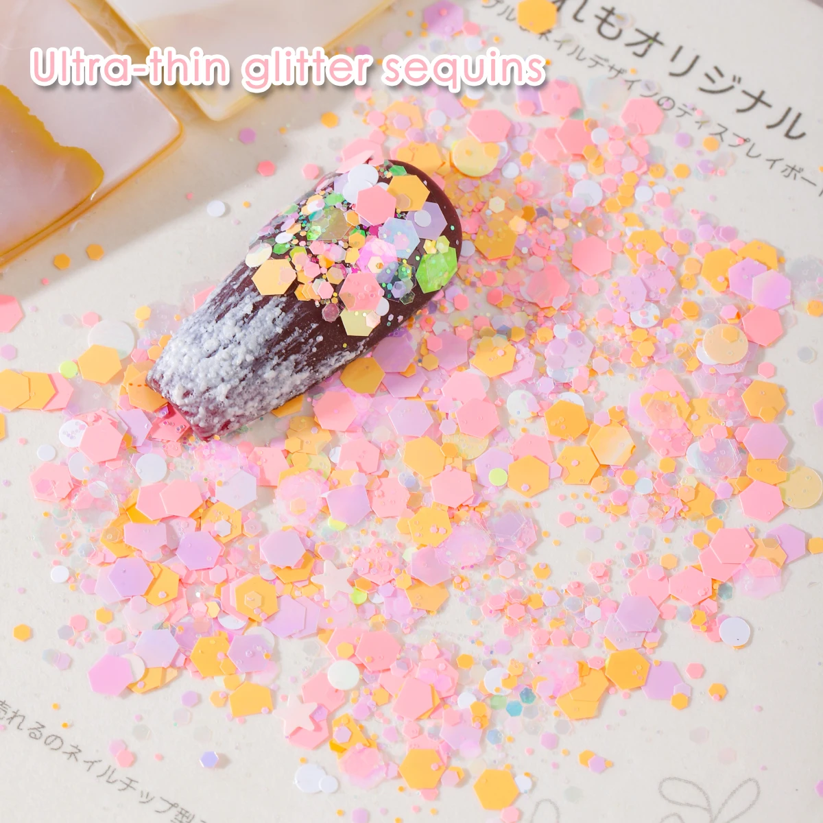 Lentejuelas láser ultrafinas, material de polvo de flash, caja de tesoro, gradiente de flash de color, decoración de flash de uñas mezcladas, 1 caja