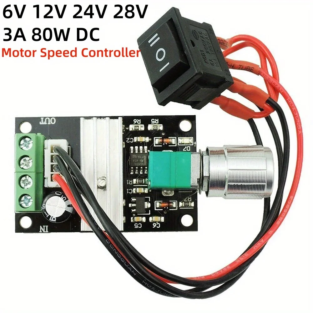 6V 12V 24V 28V 3A 80W DC Motor Speed Controller (PWM) Speed Adjustable Reversible Switch 1203BB dc motor driver reversing