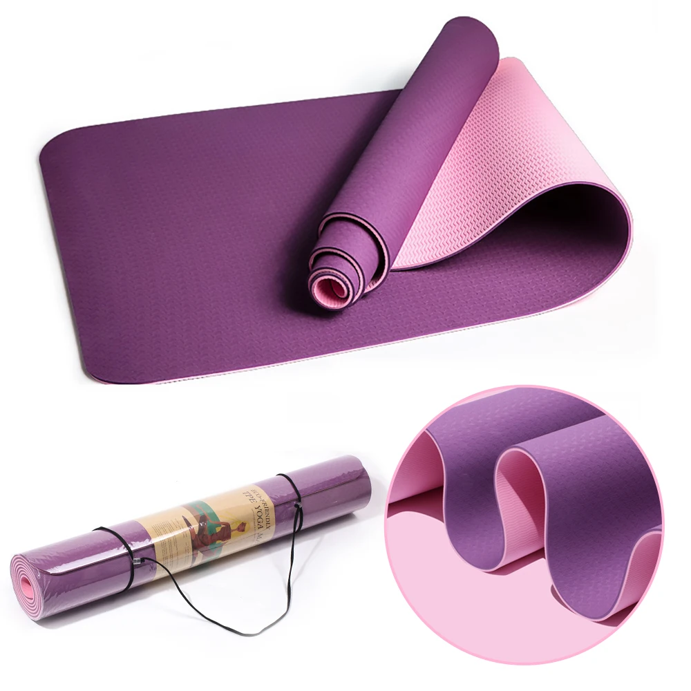 Thick Double Color Non-slip TPE Yoga Mat Quality Exercise Sport  for Fitness Gym Home Tasteless Pad183*61cm 6mm