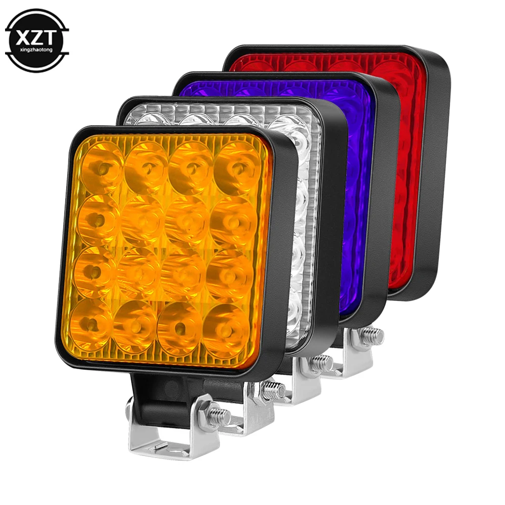 12V Waterproof Led Work Light Bar Square Spotlight 48W Work Light Headlight For SUV Truck Off Road Night Driving Light