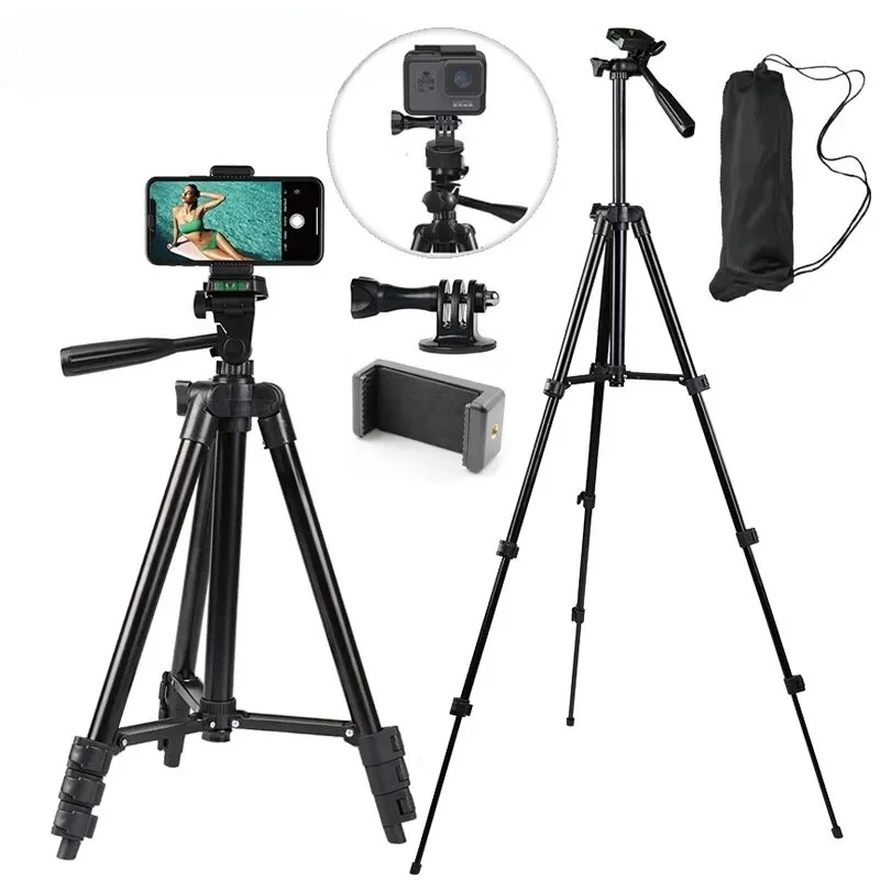 NA-3120 Phone Tripod Stand 40inch Universal Photography for Gopro iPhone Samsung Xiaomi Huawei iPhone Aluminum Travel Tripode