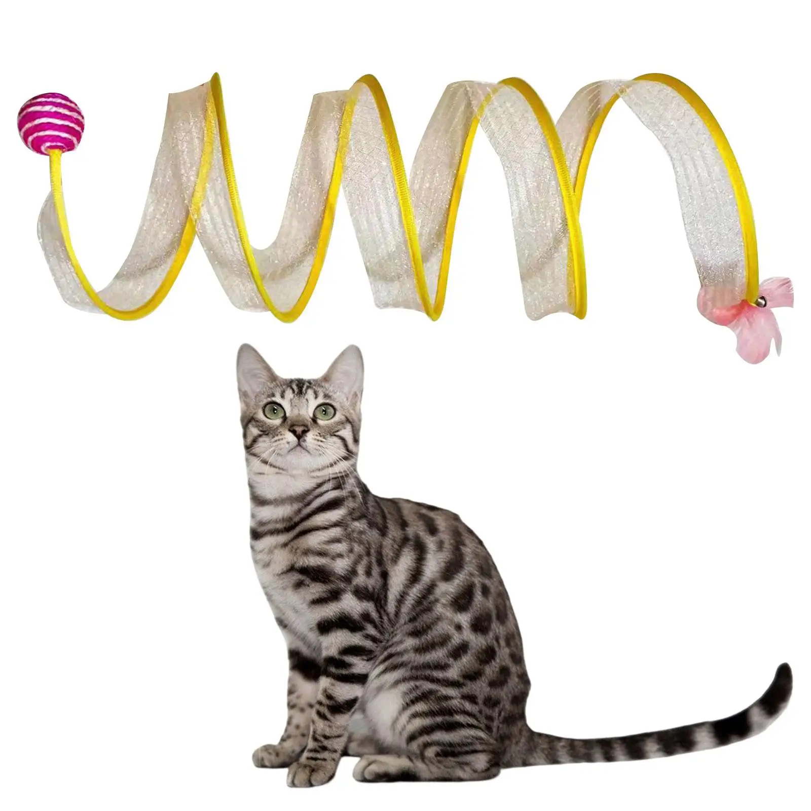 Kattentunnelspeelgoed Opvouwbaar met sisalbal Interactief speelspeelgoed voor kattendoorgang