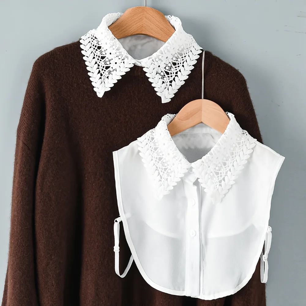 Women Chiffon Lace Fake Collar Detachable Thin Breathable Fake Collar Half Shirt Style Versatile Fashion Summer Accessories 1PC