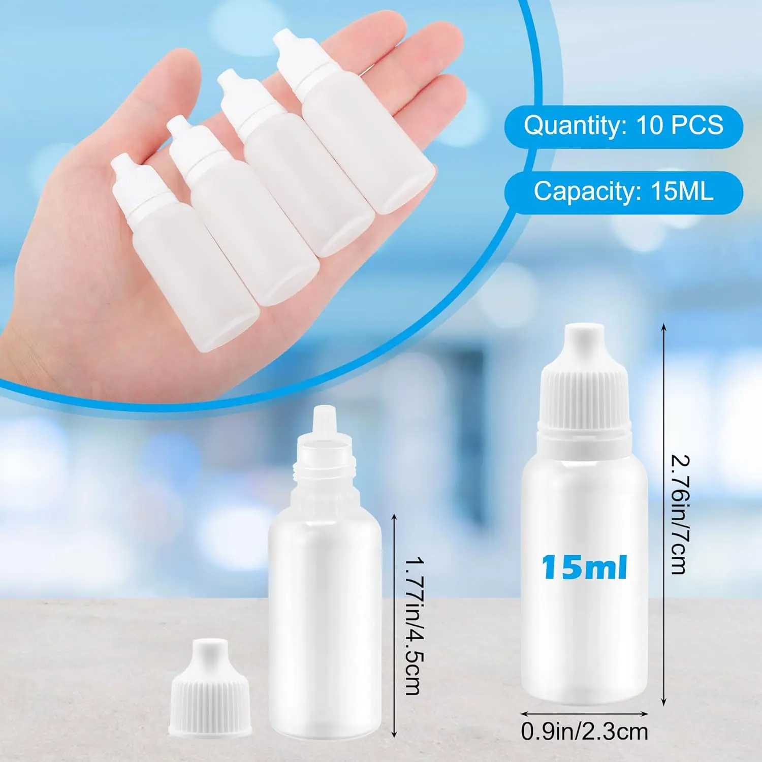 1000Pcs Plastic Dropper Bottle, Eye Dropper Bottle, 15ML Empty Plastic Squeezable Eye Dropper bottle LDPE with Childproof Cap