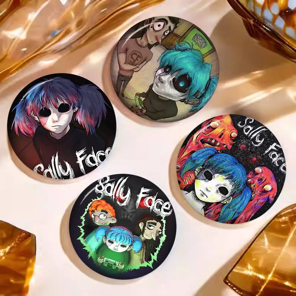 Cartoon Sally Face Round Button Pins Slogan Creative Brooches Backpack Clothes Decoration Fashion Cartoon Jewelry Gifts