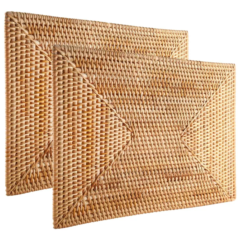 2 uds manteles individuales de mimbre antideslizantes mesa de comedor manteles tejidos térmicos aislantes