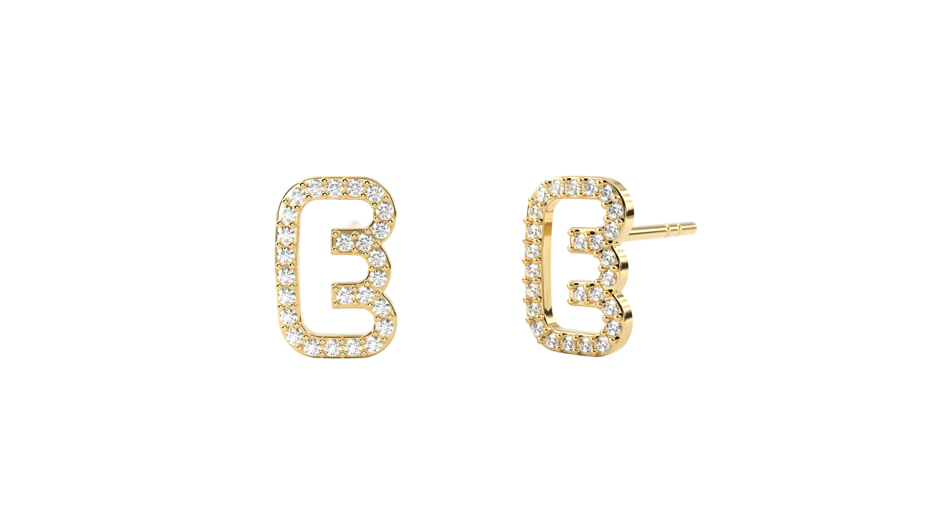 

Ice Out Initial Letter Earrings 26 Alphabet Custom Jewelry Stainless Steel With Gold Studs A-Z Initial Letters Gift Girlfriend