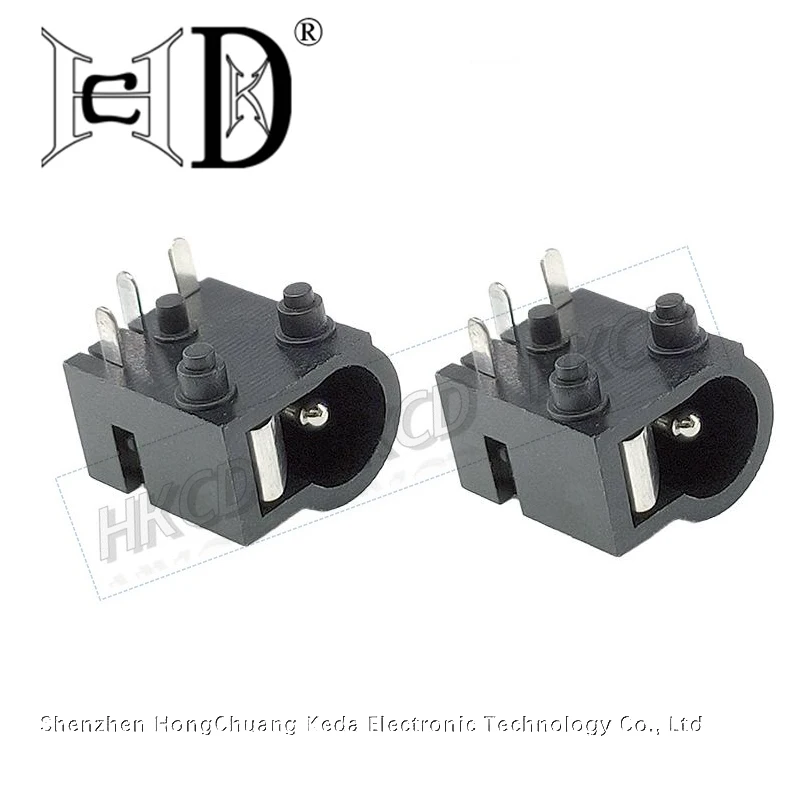 10PCS DC Socket Jack 5.5 * 2.1 Right Unshiled Male Through Hole Solder Lug Connector