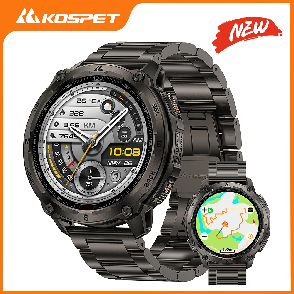 Nuevo Reloj Inteligente KOSPET Tank T4 SE 2026 para Hombre, GPS de 6 Satélites, Mapas Offline, Resistente al Agua 10ATM, Monitor de Ritmo Cardíaco, para Esquí y Senderismo, Compatible con Android e iOS