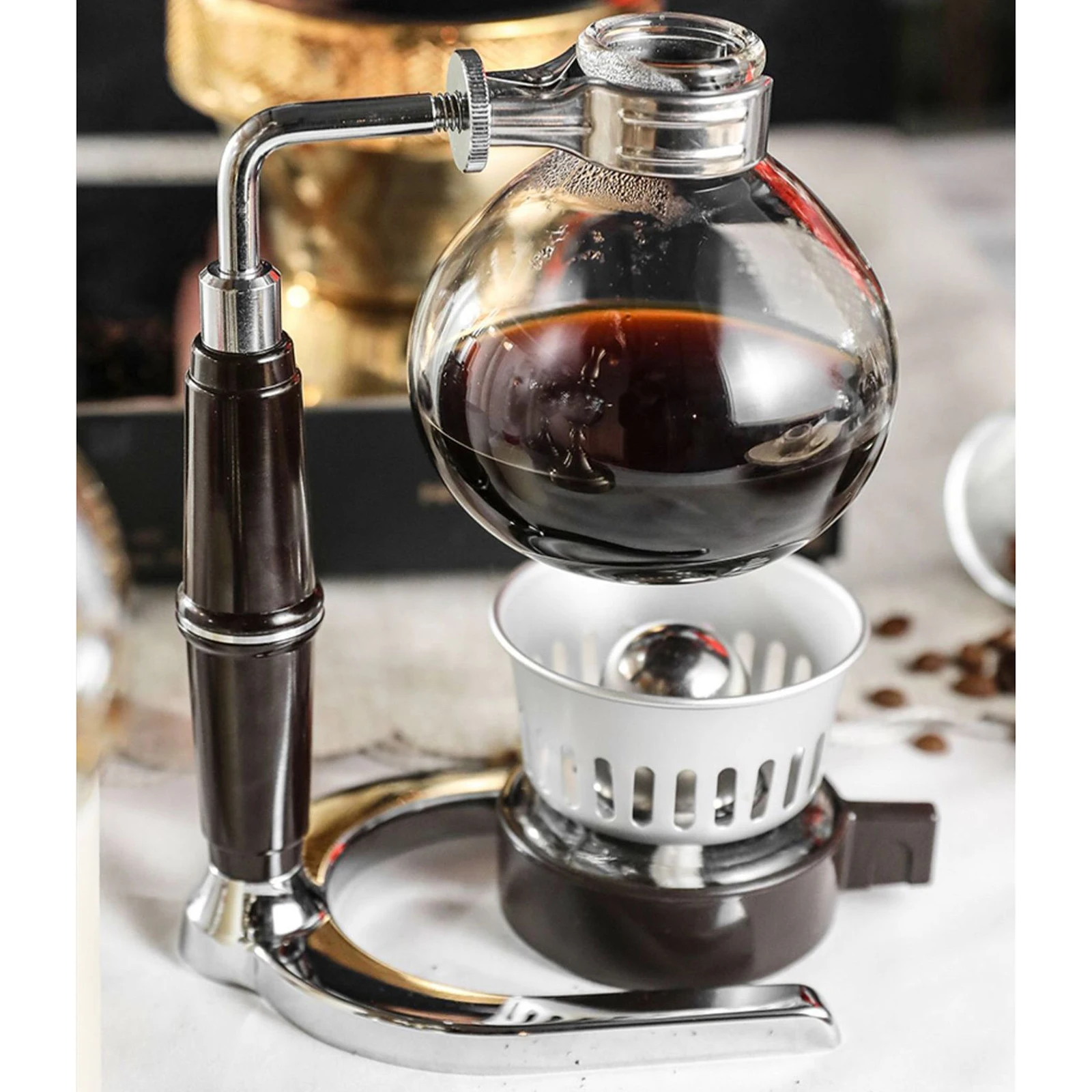 Glass Type Siphon Coffee Maker 3/5 Cups Vacuum Coffeemaker Household Siphon Pot for Bar Kitchen Office Coffee Shop Accessories