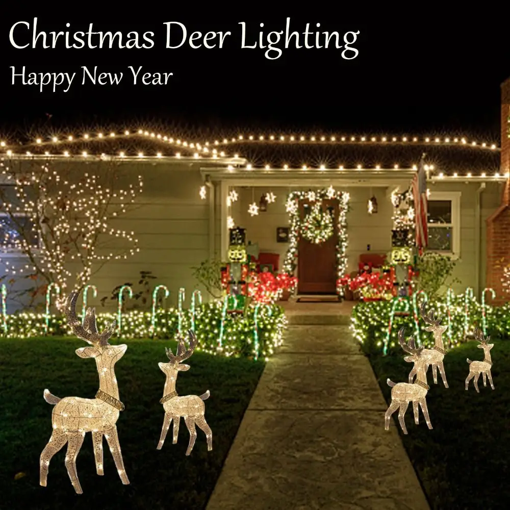 Christmas Light Deer Ornament Decor Light-Up Reindeer Indoor Outdoor LED Lights