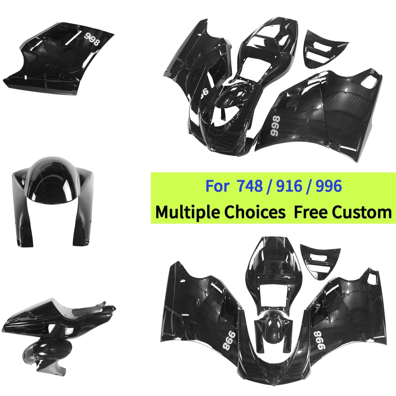 

Полный комплект обтекателей для мотоциклов Ducati 996, 748, 916, изготовленный методом литья под давлением | Глянцевый черный