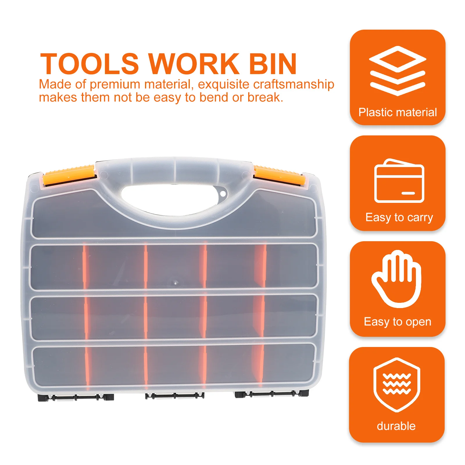 صندوق الأدوات، حاوية تخزين متينة ممتازة، أقسام قابلة للإزالة، منظم مكونات شديدة التحمل، أجزاء صغيرة