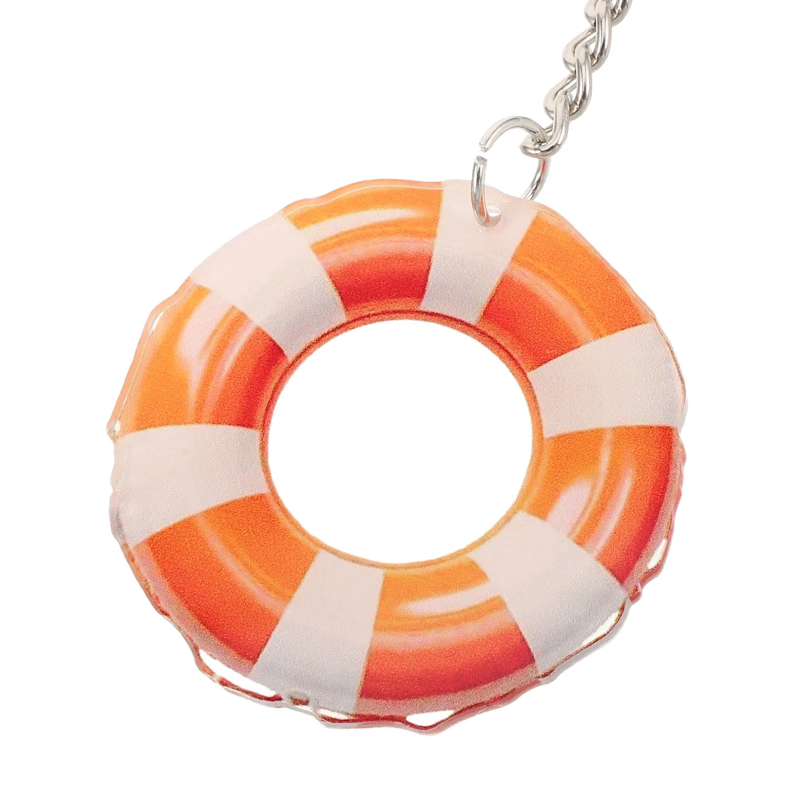6pcs Life Saver Keychain 2D Flat Lifeguard Ring Key Ring Acrylic Lifeguard Saver Charms Outdoor Sports Boating Keychain Pendant