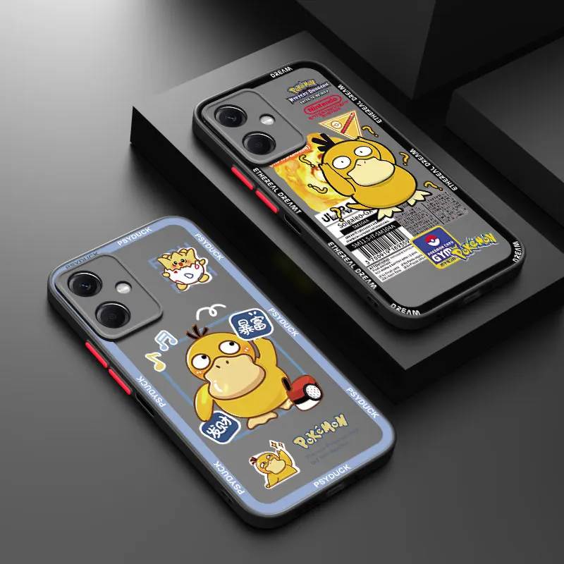 P-Pokemon P-Psyduck Frosted Translucent Phone Case For Xiaomi Redmi Note 10 11 12 13 Pro Plus 9 11S 4G 11E 11T 5G 9S 10S 12S 9T