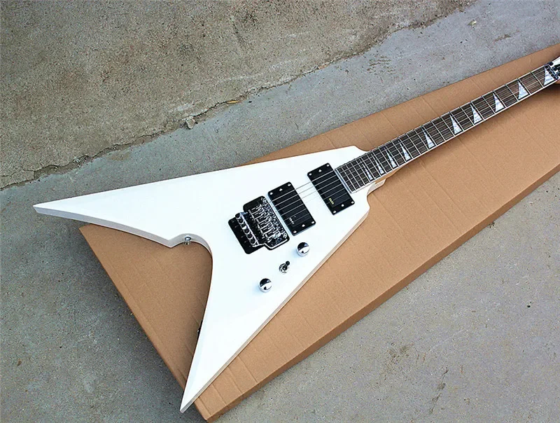 Classical ARROW Double Rock Electric Guitar,White Body and EMG Pickup,Neck Sandwich,Chrome Hardwares and Special Fret Inlay