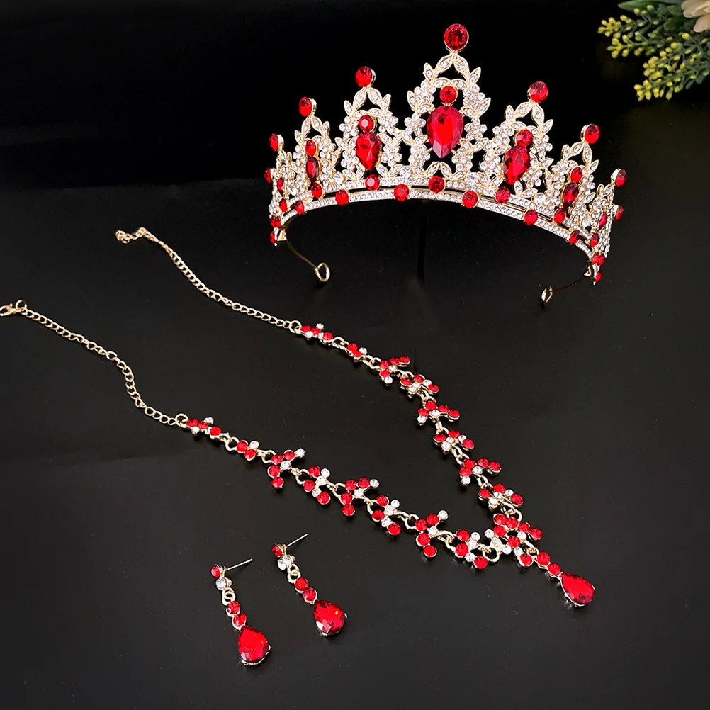 

Bride Jewelry Set Tiara Necklace Earrings Rhinestone Crystal Wedding Accessories Elegant Gorgeous Design Birthday