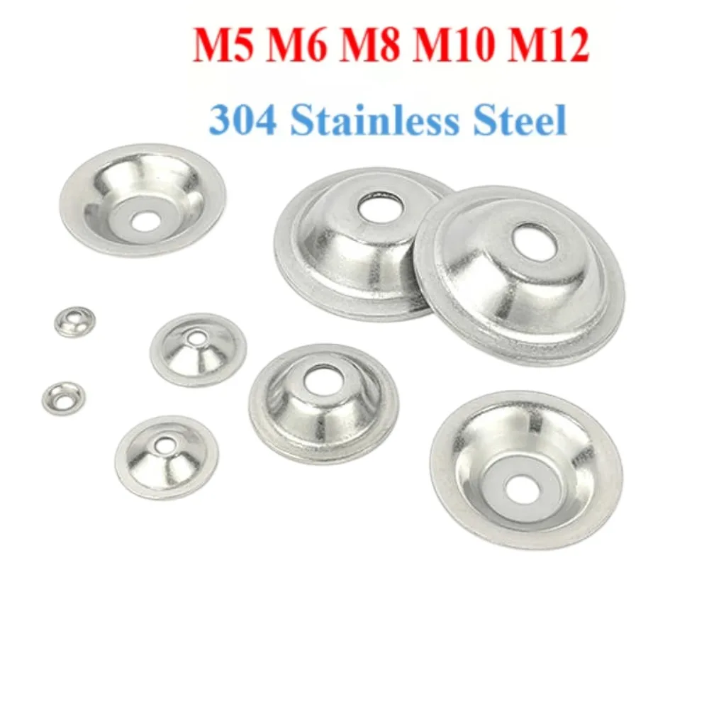 M5‑M12 304 Stainless Steel Bowl Fish Eye Washer, Straw Hat Horn‑Shaped Concave Convex Foot Cup Gasket for Screw Bolt Fastening