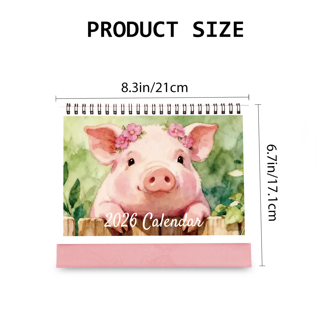 1PC Cute Watercolor Pig-Themed Desktop Calendar for Home & Office Use Suitable for Animal Lovers Ideal 2026 New Year Present