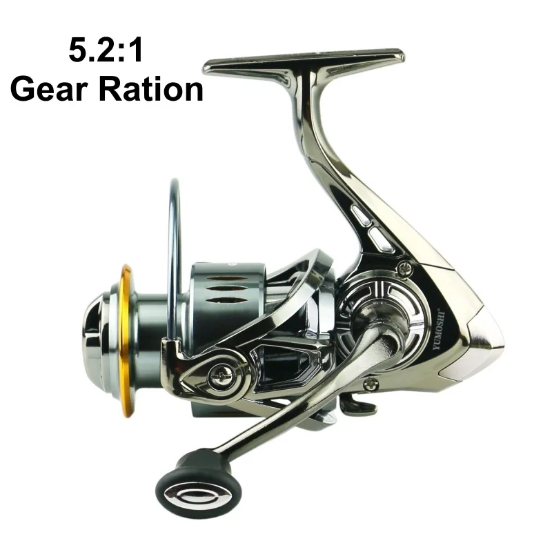 Spinning Fishing Reel 5.2:1 Gear Ratio Left or Right Interchangeable Handle for Sea Rock Raft Fishing