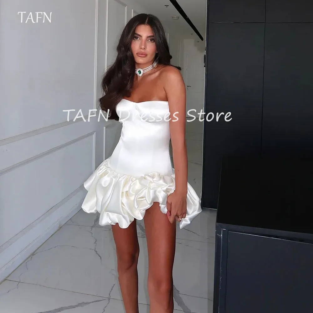 

TAFN Simple Short Wedding Party Dresses Sweetheart Sleeveless Ruffles Brides Prom Gown for Women A-Line Cocktail Dreess Outfits