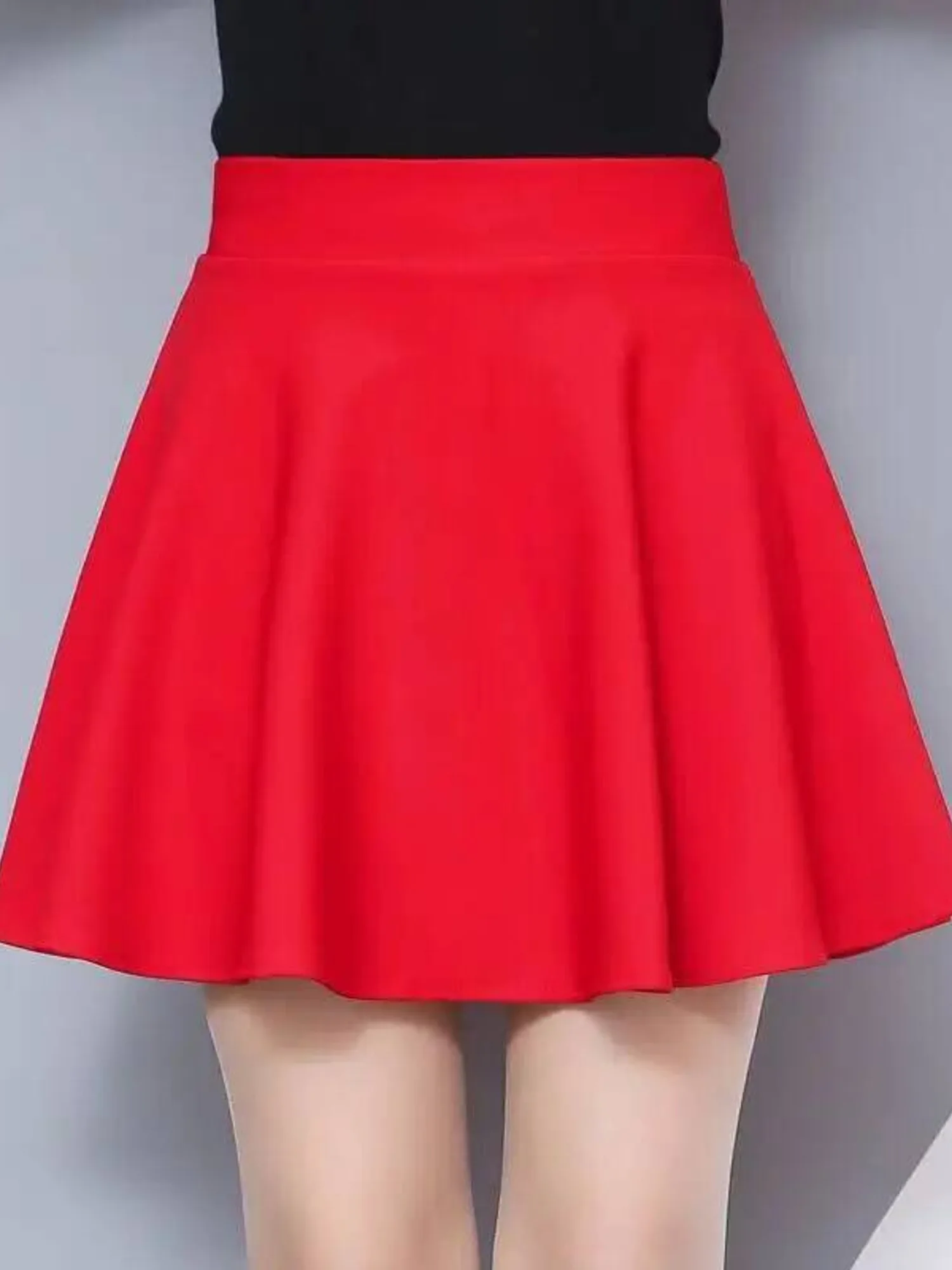 Effen kleur midi-rok met hoge taille voor dames, elegante vloeiende prestatierok voor moderne danspodiumkleding of ballroomoefeningen