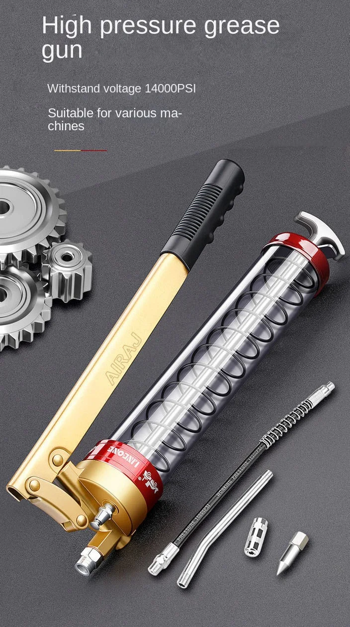 

600cc Grease Gun Manual Car High Pressure Transparent Butter Handy Tool Single Double Rod Oil Injector