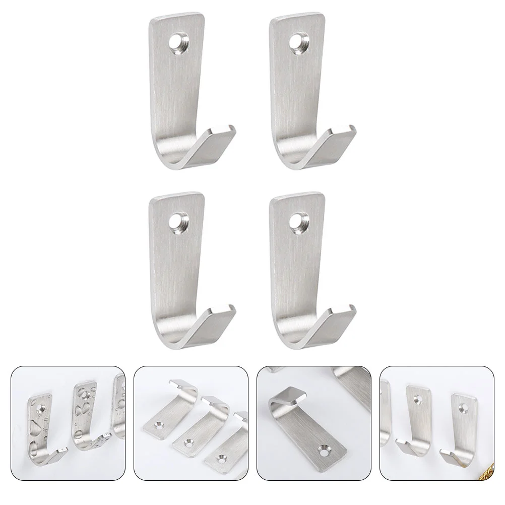 4 Pcs Thickened Single Hole Coat Hook Convenient Hooks Wall Sturdy Stainless Steel Multi-purpose Wide Range of Uses