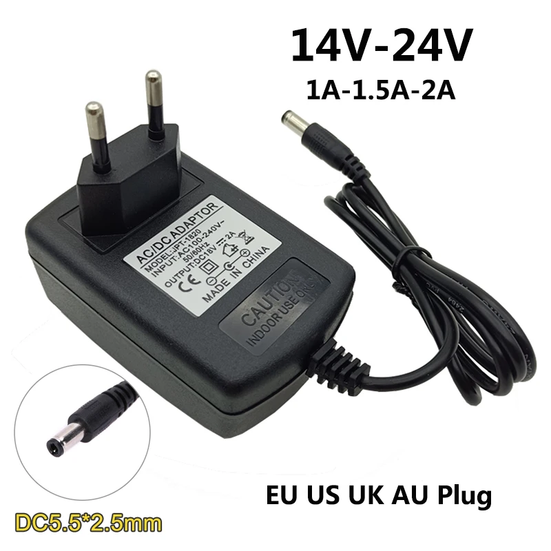 14V 15V 16V 24 Volt DC Power Supply 17V 18V 20V 22V Universal AC Adaptor 24V 2A 19V Power Adapter 1A 1.5A Switching 5.5*2.5mm