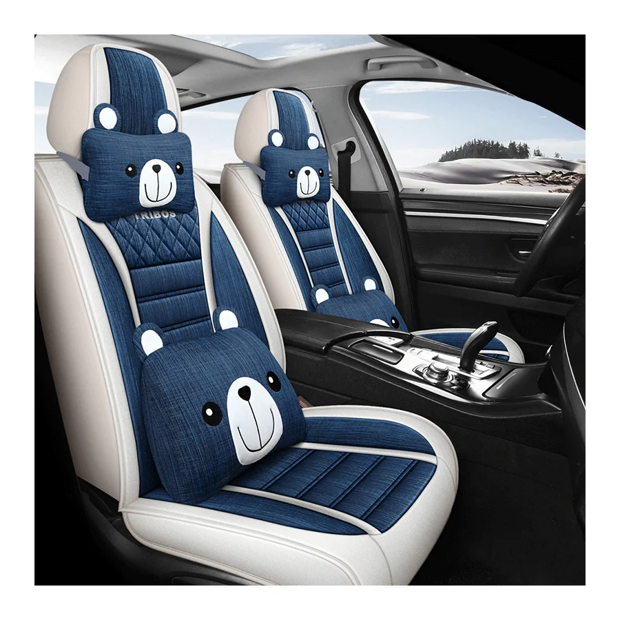 Winter Cute Cartoon Eco-Friendly PU Leather Fully Wrapped Massage Car Seat Cushion Pillows For Civic Accord City Universal Fit